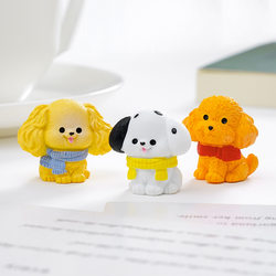 Cute Teddy Spotted Scarf Puppy Mini Figurine Car Interior Workstation Desktop DIY Decoration Accessories