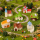 Miniature cartoon small house house villa decorations Moss micro landscape bonsai desktop DIY landscaping decoration accessories