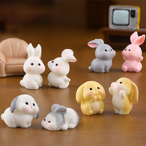 Little White Rabbit Desktop Computer Cute Decoration Mini Figurine Doll Birthday Gift for Girls