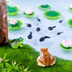 Miniature Simulated Frog Tadpoles Looking for Their Mother, Fish Tank Rockery Landscaping DIY Small Ornaments, Lotus Leaf Flat Decoration
