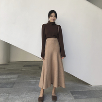 Autumn Winter 2022 new Belly Retro a character High waist knit half-body dress Women in a long style Temperament Skirt