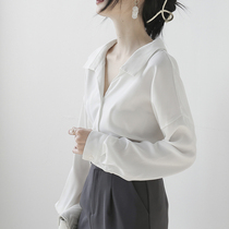 Spring clothing 2022 new retro blouses Korean version white lady shirt long sleeve shirt woman design feeling little crowdsourced