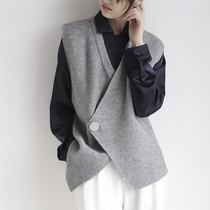 Design Sense Hair Line Sweater Lady Knit Kan Shoulder Vest Horse Chia Autumn winter Outer lap Fashion 2022 temperament