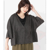 Japanese direct mail studio CLIP womens linen lace short jacket comfortable and breathable in spring and autumn natural quality