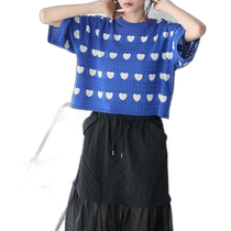 Direct mail from Japan (forksy) heart-shaped pattern reversible short sweater MONO-MART sweater