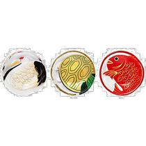 (Direct mail from Japan) Aderia Glass Plate Fukuju 3-piece Set Crane Turtle Snapper S-6309
