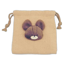 (Direct mail from Japan) Nakajima Bear School Soft Cute Plush Doll Drawstring Bag Mocha Color