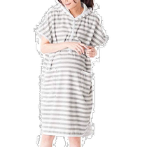 (Direct mail from Japan) Inuji Honpo cotton pajamas for postpartum use with gray stripes in sizes M~L