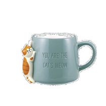 Direct mail from Japan Hiracle cat ceramic mug gray green Japanese style cute 350ml three-dimensional animal