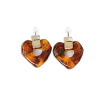 Japanese direct mail niko and womens heart-shaped marble texture combination earrings suitable for casual and formal