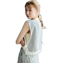 Japan direct mail Crisp womens side strap denim lace vest c1R3423