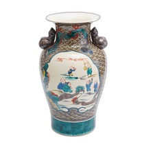 Japanese direct mail Kutani ware old Kutani style five-color hand dragon vase