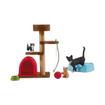 (Direct mail from Japan) Sile Simulation Animal Model Toy Ornament Playing Cat Scene Set 42501