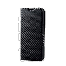 Yilike iPhone 13 thin imitation leather flip phone case carbon fiber optic style black ultra-thin protective leather case