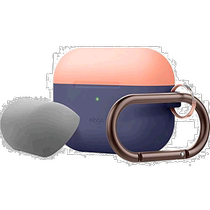 Self-operated｜elago AirPods Pro silicone headphone case DUO light pink × dark blue buckle plastic