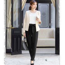 Japan direct mail Flolia GIRL womens collarless tweed jacket shirt belt tapered pants three-piece set