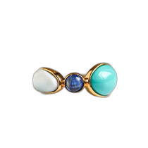 Richao errand cui-cui SV925 turquoise kyanite blue opal ear clip gold FREE 3905