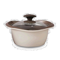(Direct Mail from Japan) Alice Oyama Ceramic Coated Double-Eared Durable Deep Pot with Lid White 20cm