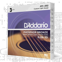 (Direct Mail from Japan) Daddario Acoustic Guitar Strings 011- 052 EJ26-3D Phosphor Bronze Regular Fine 3