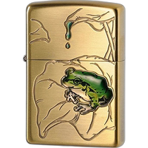 (Japanese direct mail) ZIPPOs treasure lighter pure copper gold × green retro color lotus leaf and frog 634