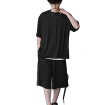 Japanese direct mail MONO-MART three-dimensional pleated knee-length T-shirt and loose shorts suit for men and women ot720
