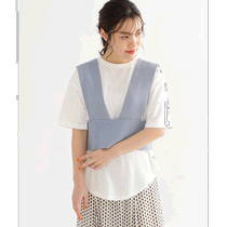 Direct mail from Japan BEAMS HEART Womens simple T-shirt and knitted vest set light and translucent in spring and summer V