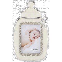 (Direct mail from Japan) LADONNA baby commemorative photo frame mini nursing bottle shape white LB35-S