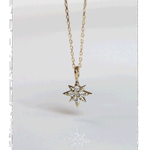 Japanese direct mail cui-cui womens K10 gold stardust pattern necklace with five shining stars