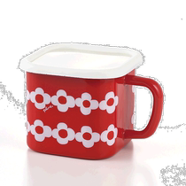 日本直邮简约搪瓷北欧密封杯冰箱储物盒冰淇淋杯