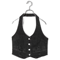 Japan direct mail ROLLAS womens black suspender denim vest 1126316000002