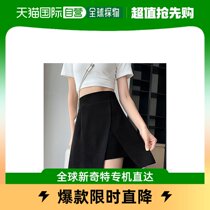 Self-operated｜Miniministore womens skirt black slit skirt summer thin style