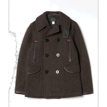 Japan Direct mail Double RL mens wool mixed cotton leather dotted with double-row buttoned coat MNRROTW1282
