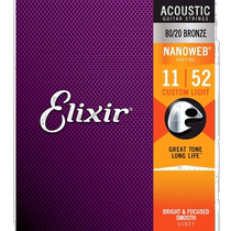 (日本直邮)ELIXIR吉他弦NANOWEB8020Custom Light 011- 052 110