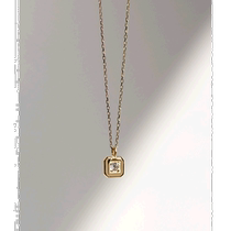 Japanese direct mail cui-cui womens K10 gold square diamond necklace simple design suitable for the office