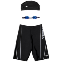 (Direct mail from Japan) Speedo fitness swimsuit mens swimsuit cap goggles 3-piece set black gray L