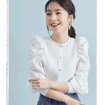 Japan direct mail ViS womens front and back two-piece knitted sweater with pleated sleeves elegant and versatile in spring and autumn