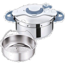 (Direct Mail from Japan) T-fal Pressure Cooker Tefal Pressure Cooker Gray Blue 4 5L Easy Open Cooking Utensil