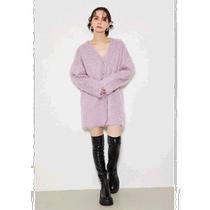 Japanese direct mail Rienda womens 2WAY long plush knitted cardigan comfortable and loose design slimming