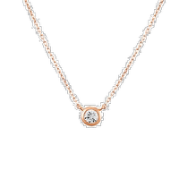 Japan Direct Mail Canal 4℃ Womens K18 Pink Gold Diamond Necklace Simple One Diamond Design Elegant
