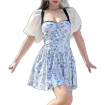 Japanese direct mail TeddyShop womens small flower pattern puff sleeve dress hys3152