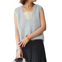 Japanese direct mail un dix cors womens fashionable V-neck plush vest UNZ1042105A0001