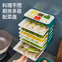 Kitchen wall-mounted side dish hand-held non-perforated rectangular dish preparation artifact hot pot platter drain basket for household use