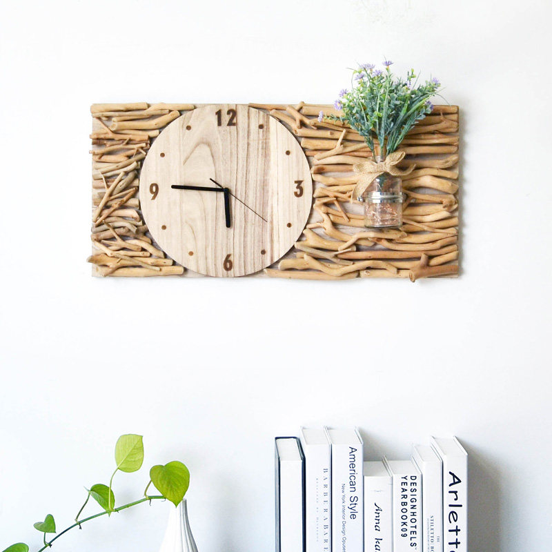Simple modern solid wood art wall clock living room clock creative decoration bedroom dining room light luxury personality mute clock
