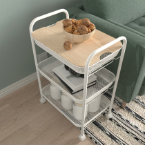  Three-layer mobile trolley Kitchen shelf Floor-to-ceiling multi-layer vegetable rack White storage crevice shelf with wheels
