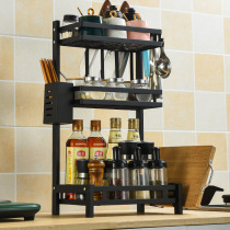  Stainless steel kitchen shelf Oil salt sauce and vinegar storage rack countertop condiment seasoning rack special stove rack