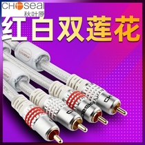 Akihabara Q614 QS6772 double Lotus audio cable red and white 2rca head two-on-two power amplifier audio cable DVD TV power amplifier speaker cable 2-on-2 fever high-fidelity cable 1m-