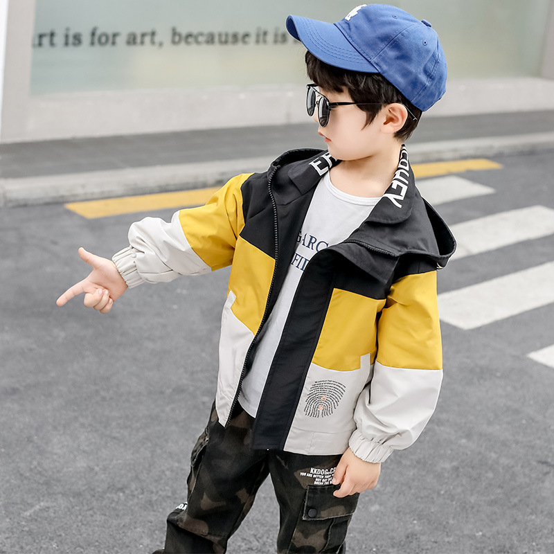 Trẻ em Coat 2020 mùa xuân mới Boy Trung và Big Boy Tính đúp neckline Thư Hood Edo chảy máu.