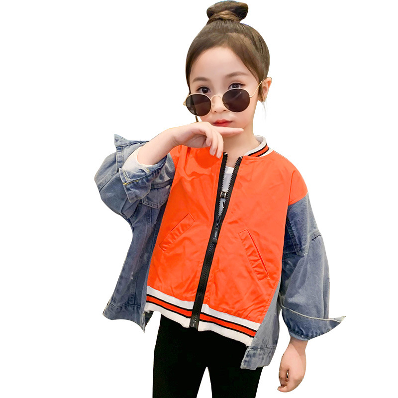 2020 mùa xuân cô gái mới áo khoác mùa xuân dress Medium Kids Casual Jacket Denim không thường xuyên Lyning trẻ em.