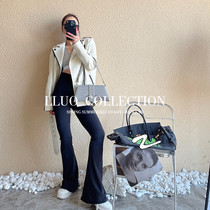 Clearance pick up leaks Customized 260g imitation cotton four-weft elastic letter embroidery yoga pants womens slim casual flared pants