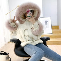 Clearance pickled short down jacket female Small Man 2020 winter fox fur collar hooded thick warm coat
